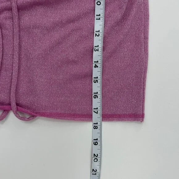 Free People Women's XS Sparkly Pink Metallic Crop Top With Adjustable Ties - Picture 11 of 12